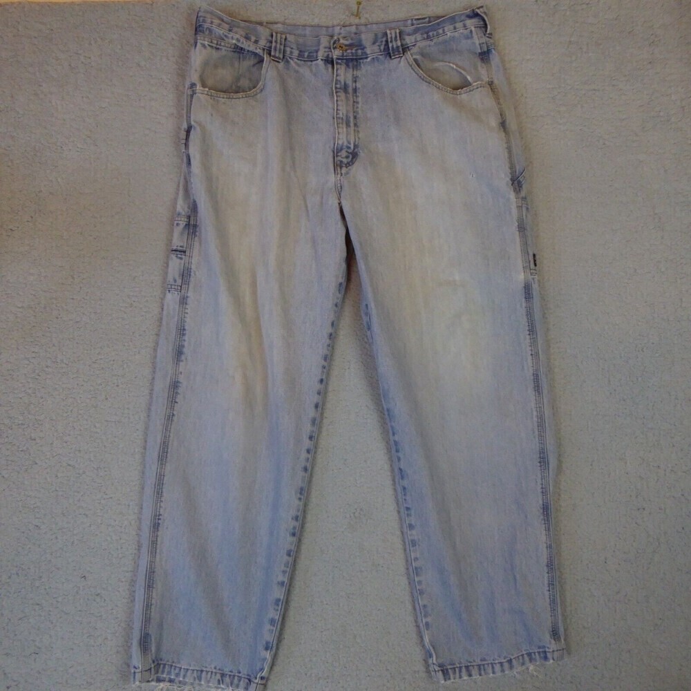 Vintage Wrangler Jeans Mens 38x31 Blue Carpenter Light Wash Straight Leg Painter - Picture 1 of 12